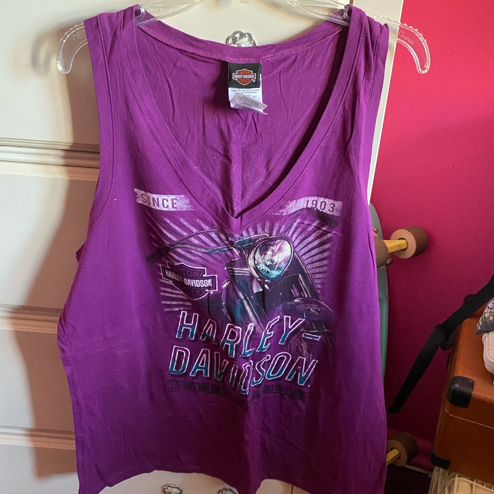 Harley Davidson Purple v-neck Tank Size XL